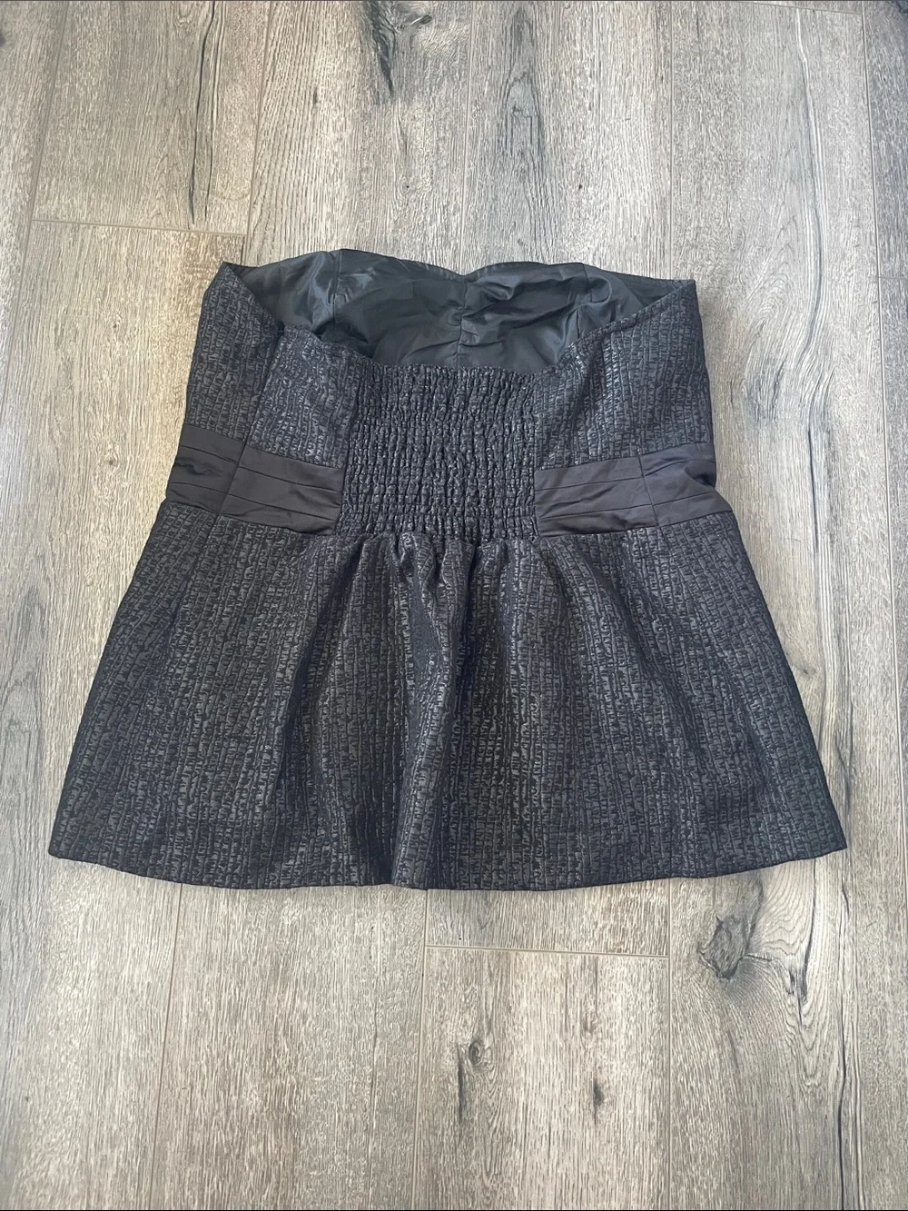 Lane Bryant Black Strapless Bow-Waist Textured Bustier Top - Picture 5 of 9